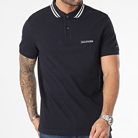 Tommy Hilfiger - Polo Manches Courtes Monotype Badge 3583 Bleu Marine