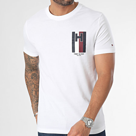 Tommy Hilfiger - Tee Shirt Slim Emblem 3687 Blanc