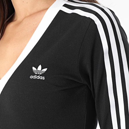 Adidas Originals - Robe Col V A Bandes Femme IK0439 Noir