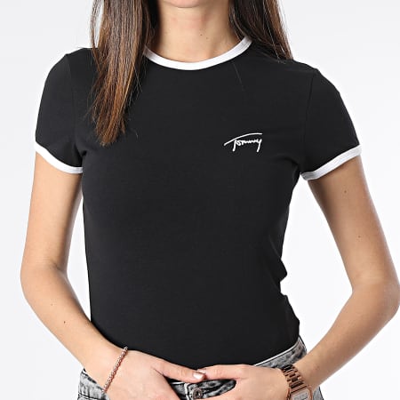 Tommy Jeans - Camiseta de cuello redondo para mujer Signature 7377 Black
