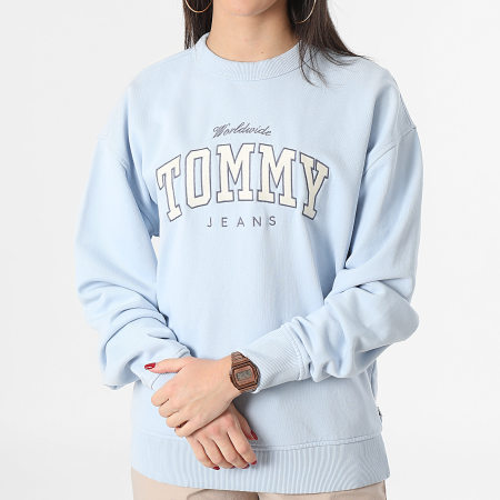 Tommy Jeans - Sweat Crewneck Femme Varsity Luxe 7339 Bleu Clair