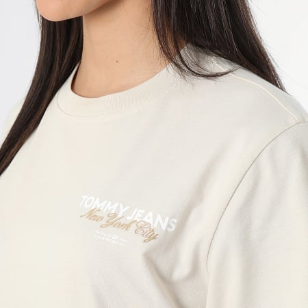 Tommy Jeans - Camiseta de mujer Essential 7376 Beige Crew Neck