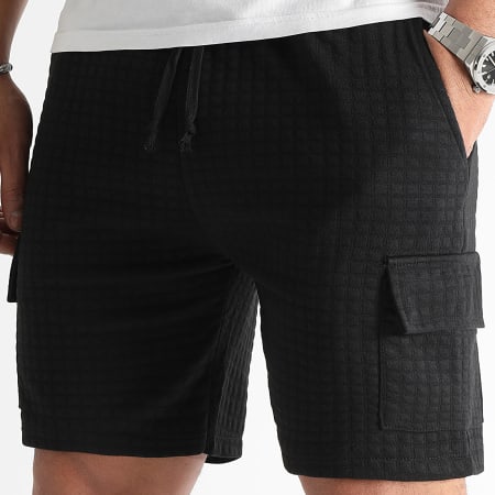 LBO - Lote de 2 pantalones cortos Cargo con textura cuadrada 0777 Negro Beige