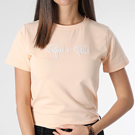 Project X Paris - Tee Shirt Col Rond Femme F221121 Orange