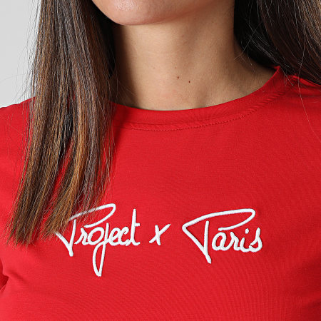 Project X Paris - Tee Shirt Col Rond Femme F221121 Rouge