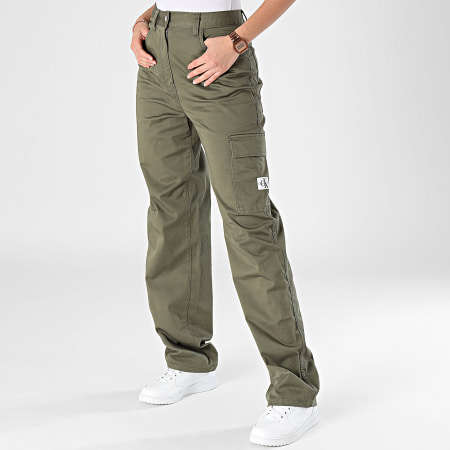 Calvin Klein - Pantalones Cargo Mujer 1297 Caqui Verde