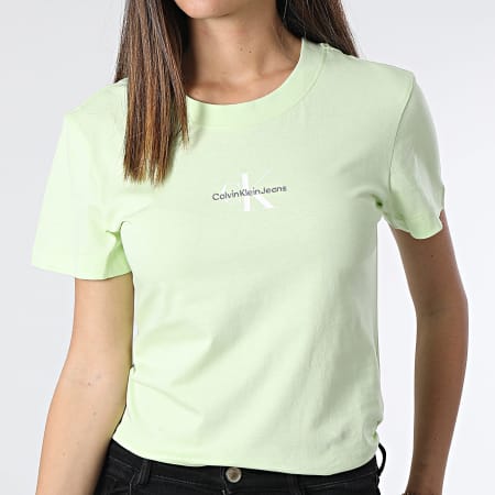 Calvin Klein - Camiseta de mujer con cuello redondo 2564 Fluorescent Green