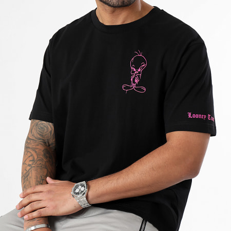 Looney Tunes - Camiseta Oversize Large Sleeve Angry Tweety Black Pink Fluo