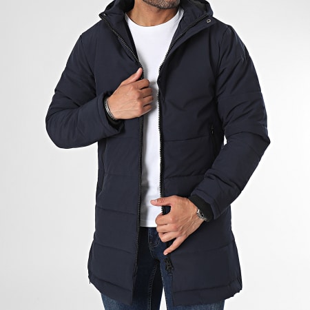 Mackten - Abrigo largo con capucha Azul marino