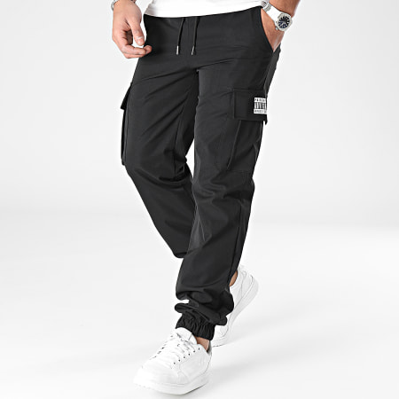 Parental Advisory - Pantaloni cargo con logo bianco e nero