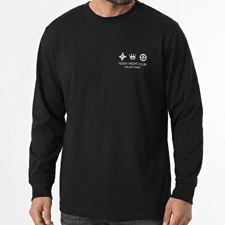 Teddy Yacht Club - Tee Shirt Manches Longues Relaxed Atelier Paris Noir Blanc