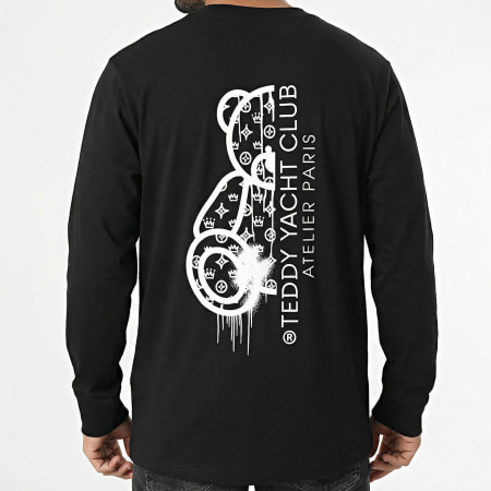 Teddy Yacht Club - Tee Shirt Manches Longues Relaxed Atelier Paris Noir Blanc