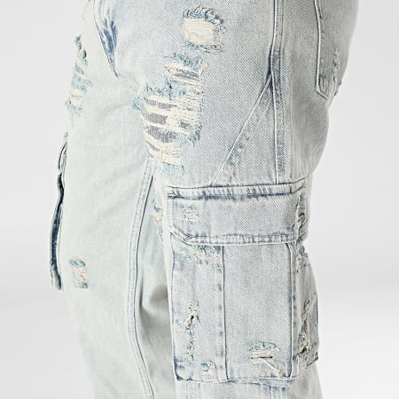 2Y Premium - Pantalon Cargo Jean Bleu Wash