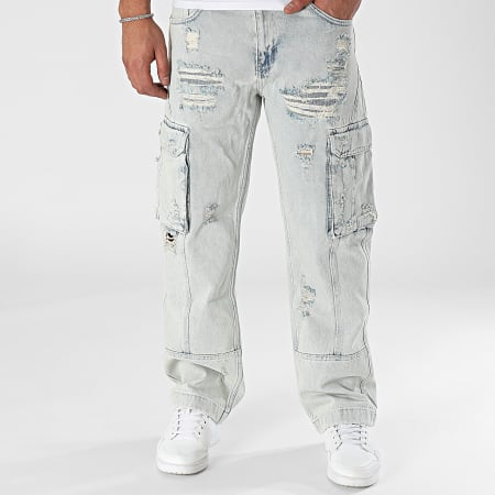 2Y Premium - Jeans Cargo con lavaggio blu