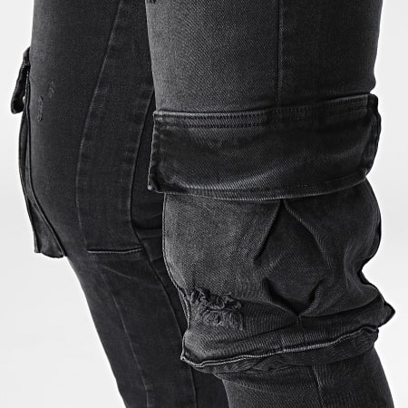 2Y Premium - Pantaloni Cargo Flare Jean neri