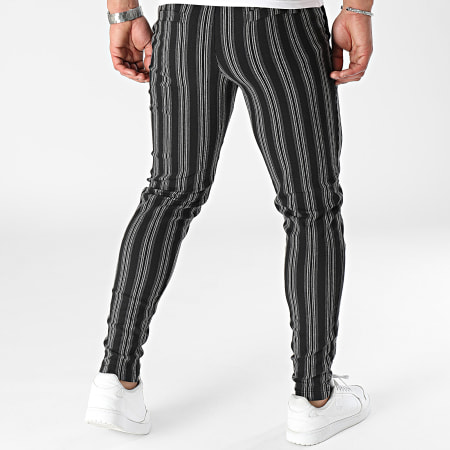 Frilivin - Pantaloni chino a righe grigio nero