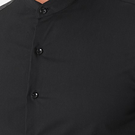 Frilivin - Camisa de manga larga Cuello de oficial Negro