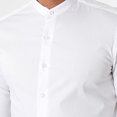 Frilivin - Camisa de manga larga Cuello oficial Blanco