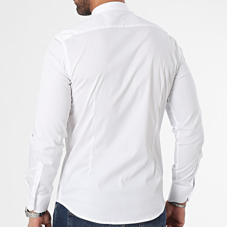 Frilivin - Camisa de manga larga Cuello oficial Blanco