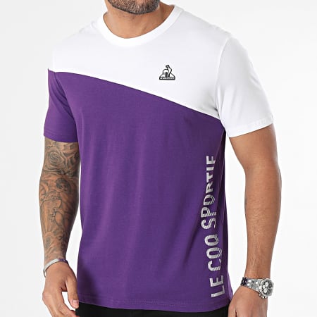 Le Coq Sportif - Tee Shirt Col Rond Bat 2410248 Violet Blanc