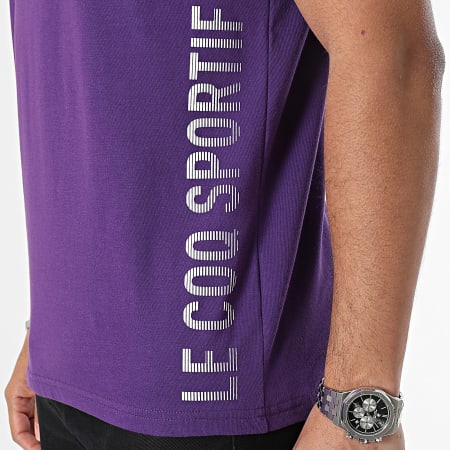 Le Coq Sportif - Tee Shirt Col Rond Bat 2410248 Violet Blanc
