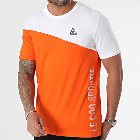 Le Coq Sportif - Maglietta a girocollo Bat 2410249 Arancione Bianco