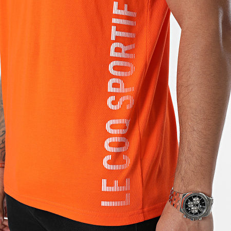 Le Coq Sportif - Tee Shirt Col Rond Bat 2410249 Orange Blanc