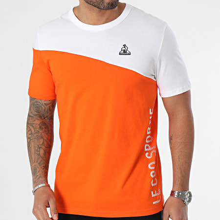 Le Coq Sportif - Camiseta Cuello Redondo Murciélago 2410249 Naranja Blanco