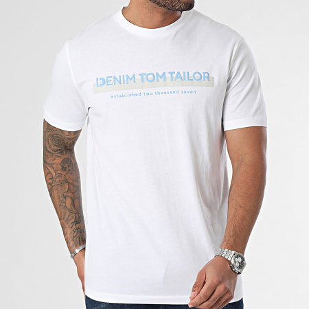 Tom Tailor - Tee Shirt Col Rond 1037653 Blanc