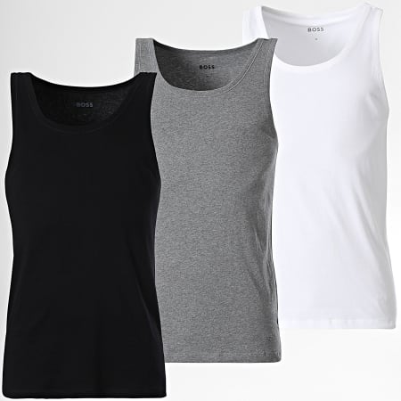 BOSS - Lote de 3 camisetas de tirantes 50475278 Negro Blanco Gris Heather