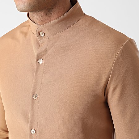 Frilivin - Conjunto de camisa de manga larga y pantalón camel