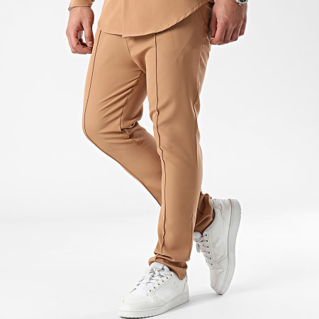 Frilivin - Set camicia e pantaloni a maniche lunghe color cammello