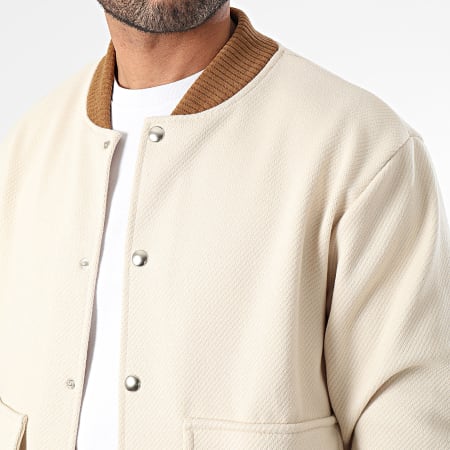 Frilivin - Conjunto de chaqueta bomber y pantalón beige camel