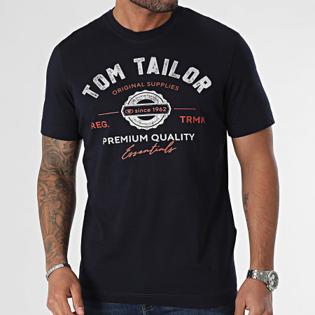Tom Tailor - Tee Shirt Col Rond 1037735 Bleu Marine