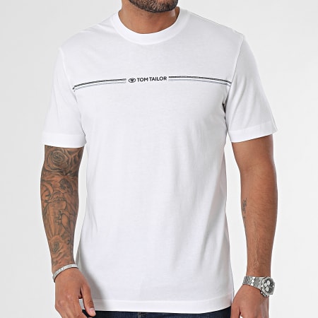 Tom Tailor - Tee Shirt Col Rond 1037803 Blanc