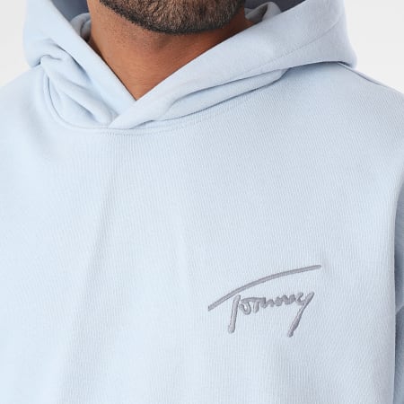 Tommy Jeans - Felpa con cappuccio Signature 7990 Azzurro