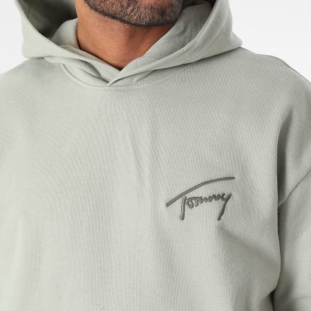 Tommy Jeans - Felpa con cappuccio Signature 7990 Verde Khaki