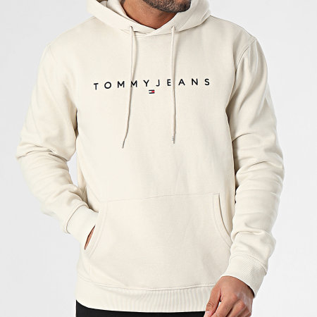 Tommy Jeans - Sudadera con capucha Logo Linear 7985 Beige