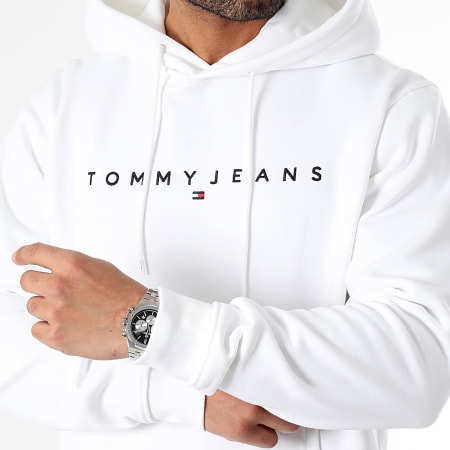 Tommy Jeans - Sweat Capuche Linear Logo 7985 Blanc