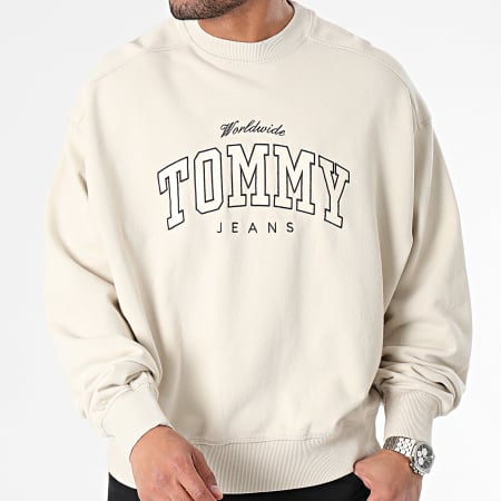 Tommy Jeans - Felpa girocollo Boxy Varsity 8386 Beige