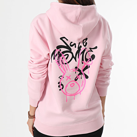 Sale Môme Paris - Sudadera con capucha de conejo rosa con cabeza de graffiti para mujer