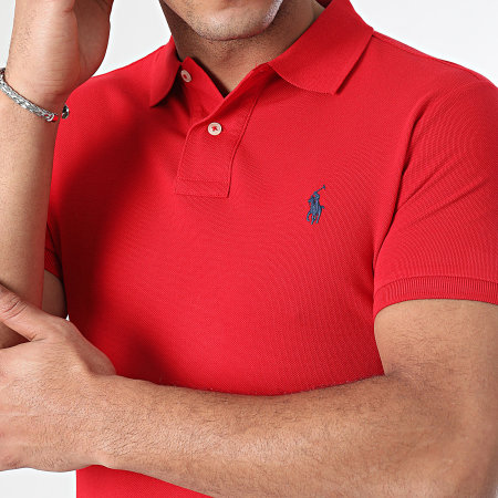 Polo Ralph Lauren - Polo Manches Courtes Slim Coton Piqué Rouge