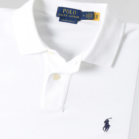 Polo Ralph Lauren - Polo Manches Courtes Slim Coton Piqué Blanc