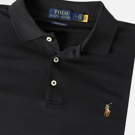 Polo Ralph Lauren - Polo Manches Courtes Custom Slim Fit Premium Soft Coton Noir