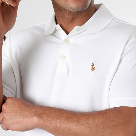 Polo Ralph Lauren - Polo personalizzata a manica corta in cotone morbido Premium Slim Fit Bianco