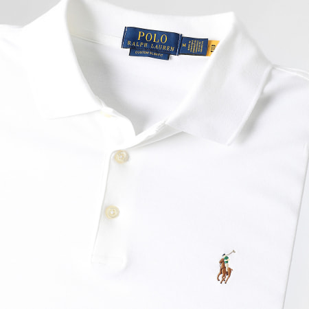 Polo Ralph Lauren - Polo Manches Courtes Custom Slim Fit Premium Soft Coton Blanc
