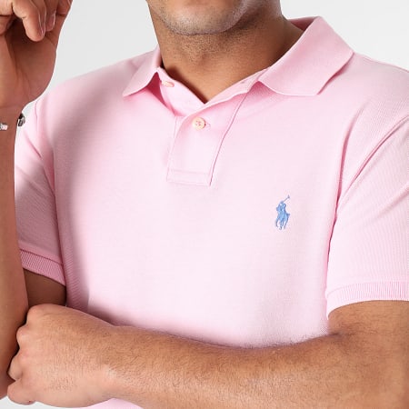 Polo Ralph Lauren - Polo Slim in cotone piqué a maniche corte rosa