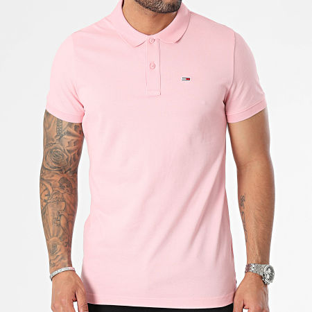 Tommy Jeans - Polo Manches Courtes Slim Placket 8312 Rose