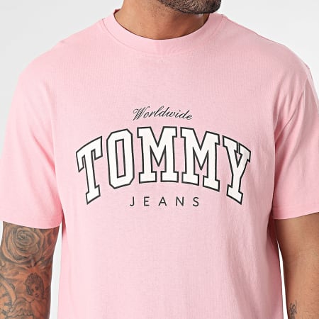 Tommy Jeans - Tee Shirt Col Rond Varsity 8287 Rose