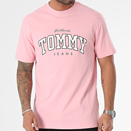 Tommy Jeans - Tee Shirt Col Rond Varsity 8287 Rose